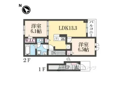 マーベラス フチガキ3(2LDK/2階)の間取り写真