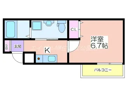 WING住之江(1K/3階)の間取り写真