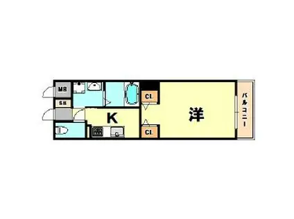 ジアコスモ神戸三宮(1K/8階)の間取り写真