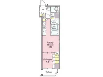 コルティーレ(1K/4階)の間取り写真