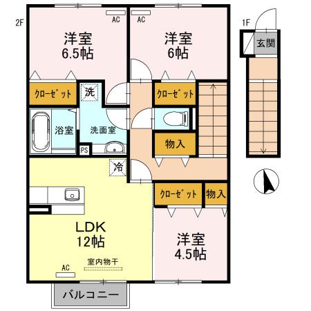 パティオ(3LDK/2階)の間取り写真