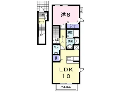 アヴェニール(1LDK/2階)の間取り写真