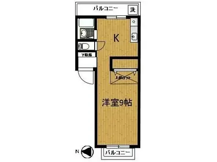 ル・グランヴェールII(1K/2階)の間取り写真