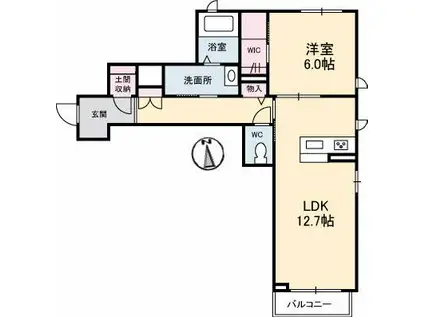 クレストヴェールII(1LDK/2階)の間取り写真