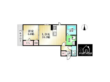 フルール(1LDK/2階)の間取り写真