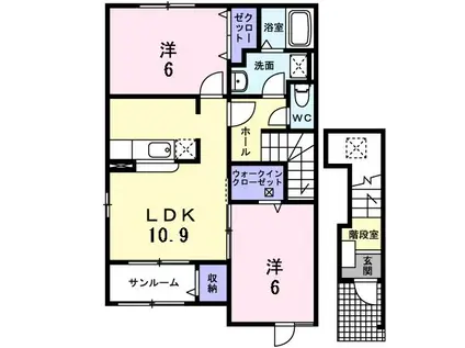 デンファレ I(2LDK/2階)の間取り写真