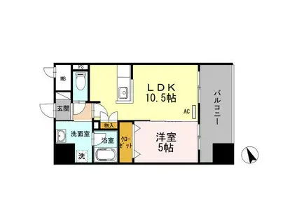 ABITI浜町(1LDK/12階)の間取り写真