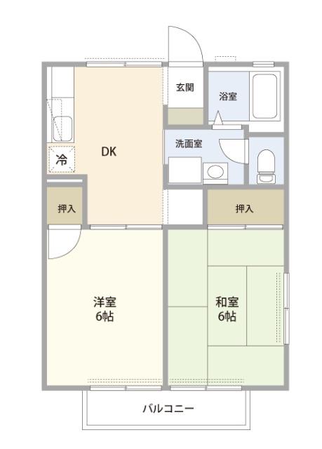 エステートパレス高州(2DK/1階)の間取り写真