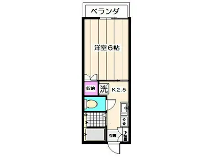 グランデュール白鷺(1K/2階)の間取り写真