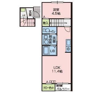 ペシュールII(1LDK/2階)の間取り写真