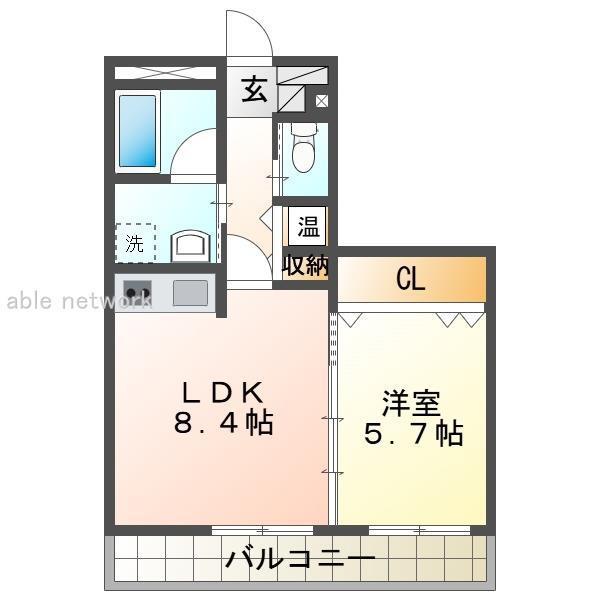 ストーンリバー(1LDK/3階)の間取り写真