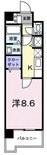 ファイングランデ(1K/4階)の間取り写真