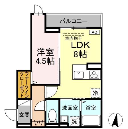 D-RESIDENCE明治町東(1LDK/2階)の間取り写真