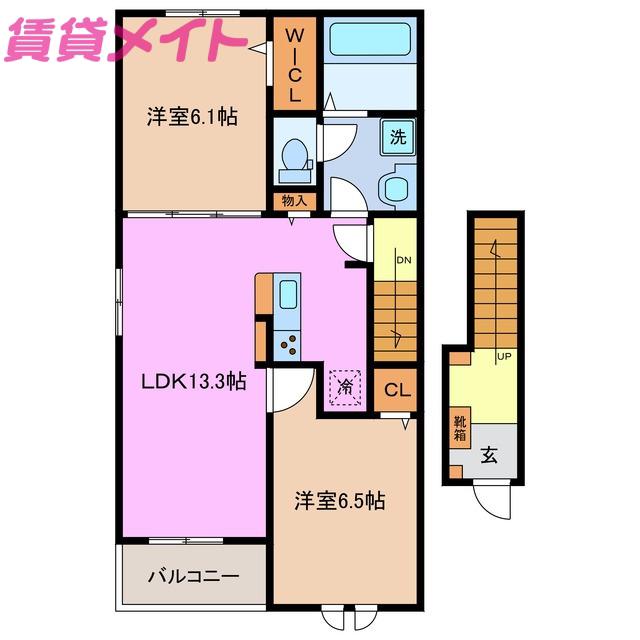 フェリーチェ七和 II(2LDK/2階)の間取り写真