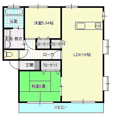 有朋ハイツ(2LDK/2階)の間取り写真