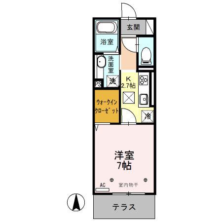 プレミストIII(1K/1階)の間取り写真