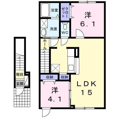 フリシュA(2LDK/2階)の間取り写真