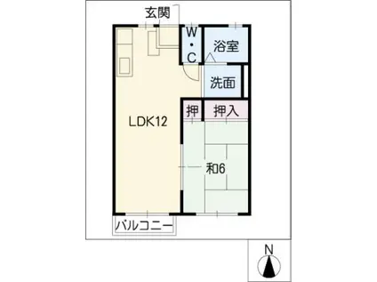 ヴィレッジねむ(1LDK/1階)の間取り写真