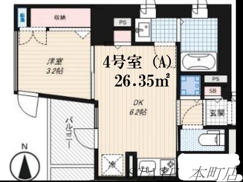 ALZA北浜(1DK/6階)の間取り写真