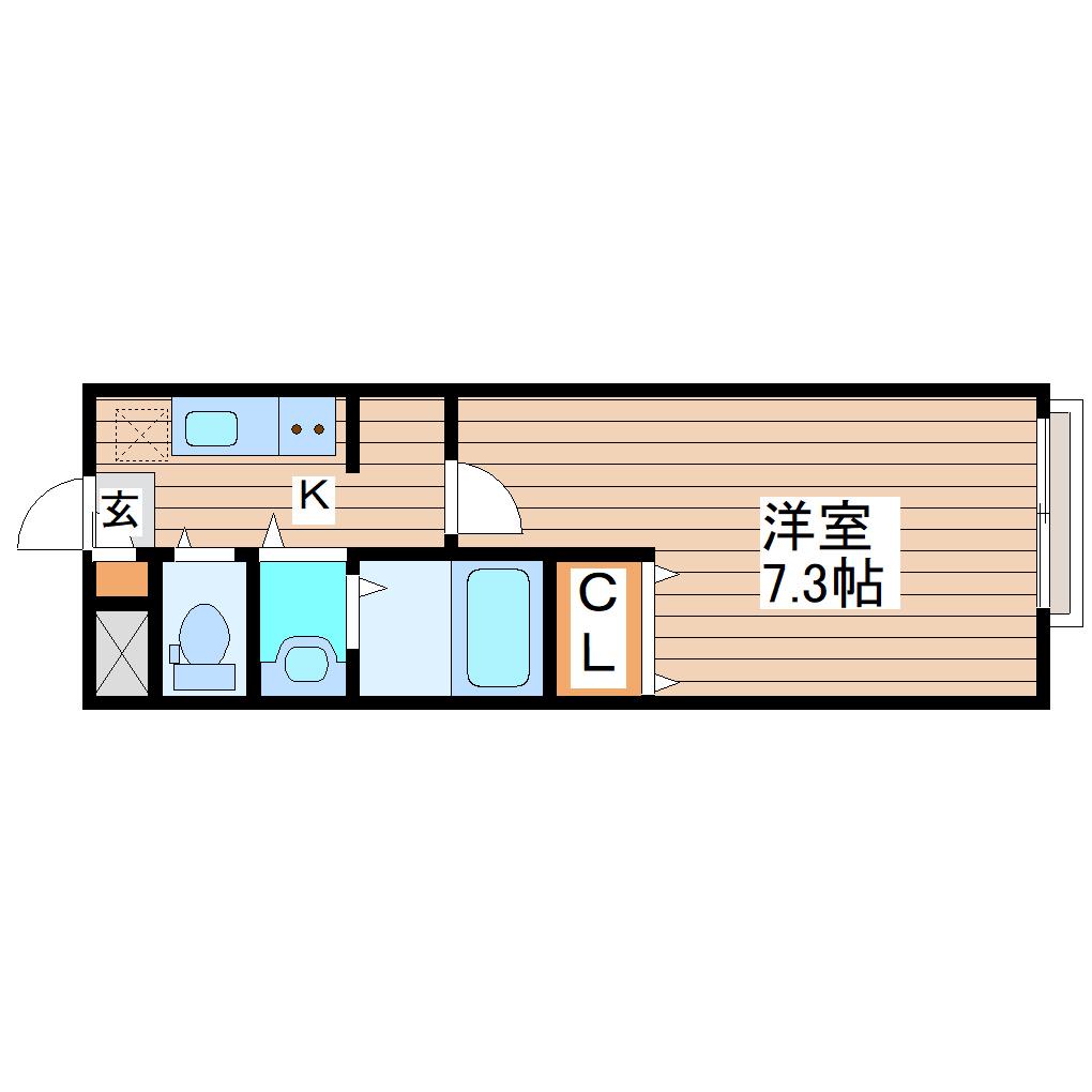 フォレスタ志波町(1K/1階)の間取り写真
