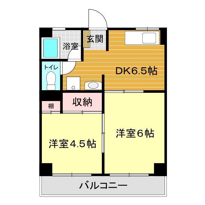 ロイヤルマンション(2DK/4階)の間取り写真