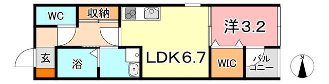 クレストコートB(1LDK/2階)の間取り写真