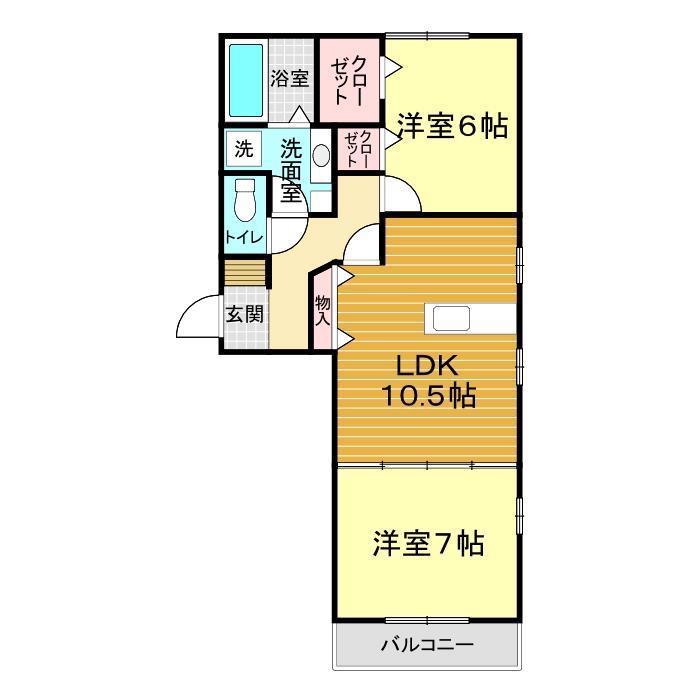 サンフォレスト一の宮(2LDK/2階)の間取り写真
