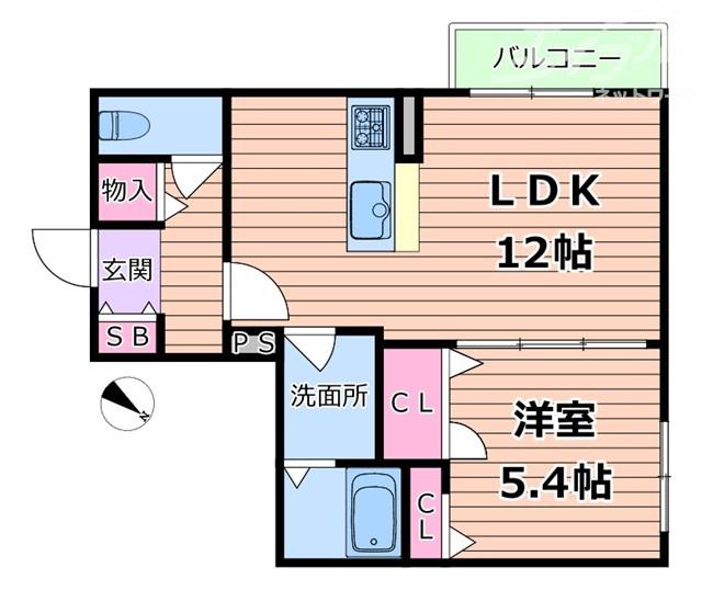 シャーメゾンアサネ(1LDK/1階)の間取り写真
