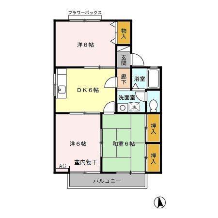 セジュールスギモトA(2LDK/2階)の間取り写真
