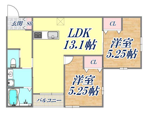 プライム神戸垂水(2LDK/2階)の間取り写真