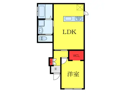 フォレストメゾン恭和II(1LDK/1階)の間取り写真