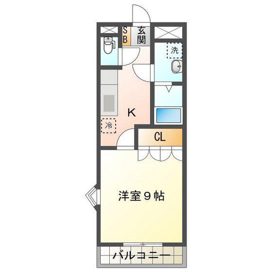 サンライズ ガル(1K/1階)の間取り写真