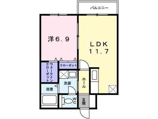 ヴォール中島(1LDK/2階)の間取り写真