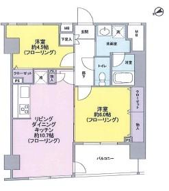 パートナーシップアパートメント(2LDK/9階)の間取り写真
