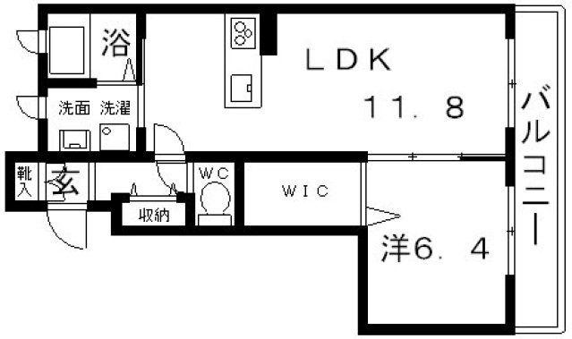 ヴィラーチェ高鷲B棟(1LDK/1階)の間取り写真