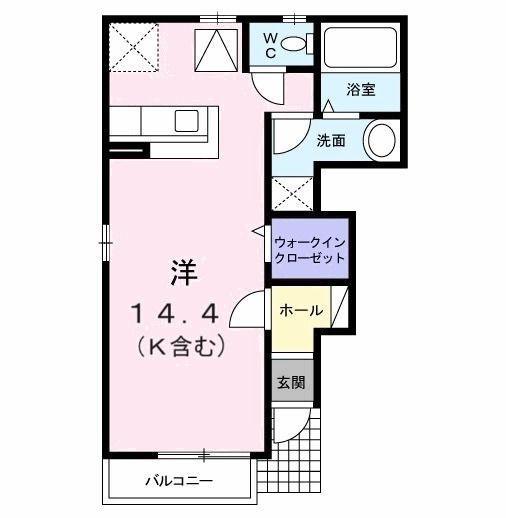 リバーストーンⅡ(ワンルーム/1階)の間取り写真