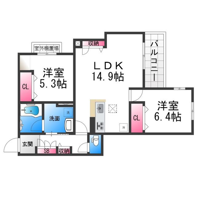シャーメゾン グラニテ(2LDK/3階)の間取り写真