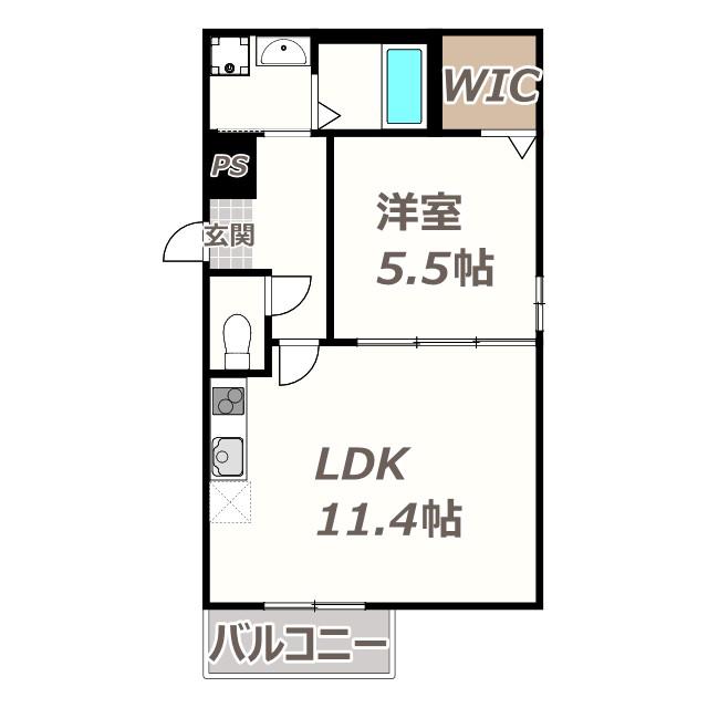 ルアン阿倍野(1LDK/2階)の間取り写真