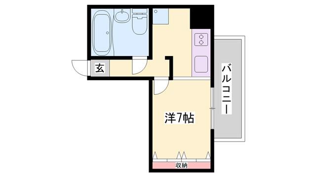東今宿中村コーポ1(1K/3階)の間取り写真