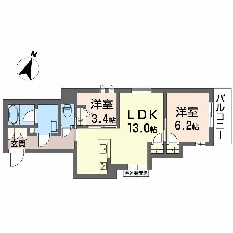 メゾン オピエデュパン(2LDK/3階)の間取り写真