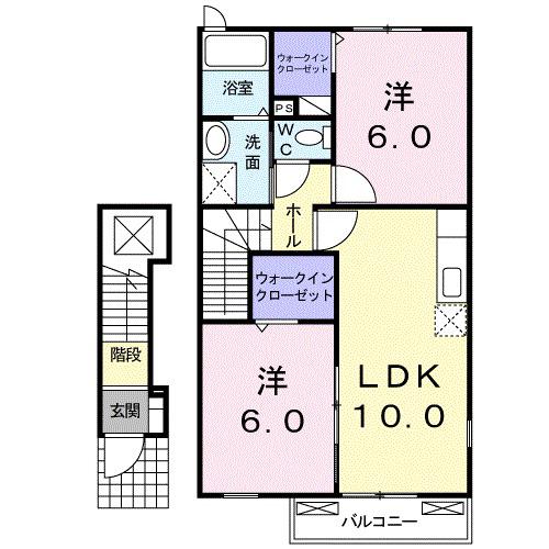 HAPPY LIFE 勝田I(2LDK/2階)の間取り写真