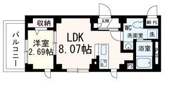 ラシーネ錦町(1LDK/3階)の間取り写真