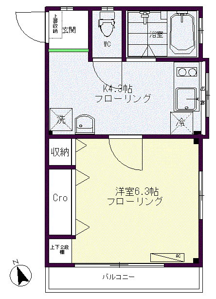 SOLA早稲田(1K/2階)の間取り写真