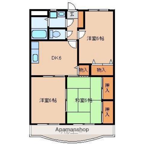 ケイアイビル(3DK/1階)の間取り写真