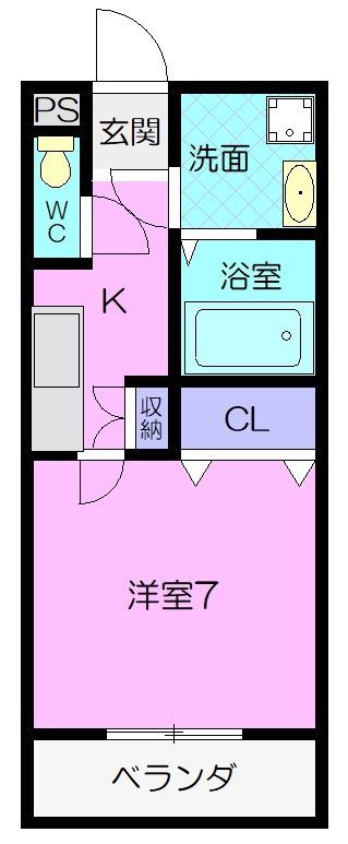 エスポワール井田(1K/2階)の間取り写真