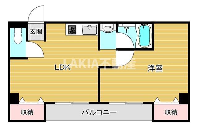 エムプリス上町(1LDK/4階)の間取り写真