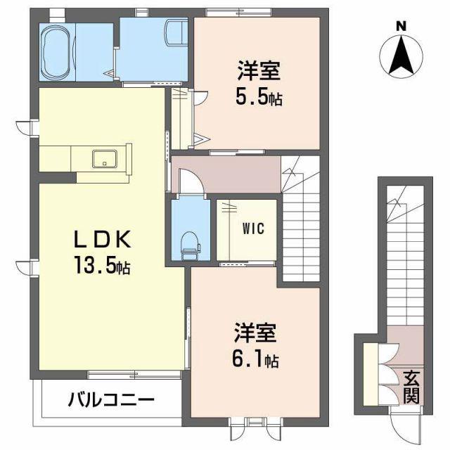 SKY LOVE(2LDK/2階)の間取り写真