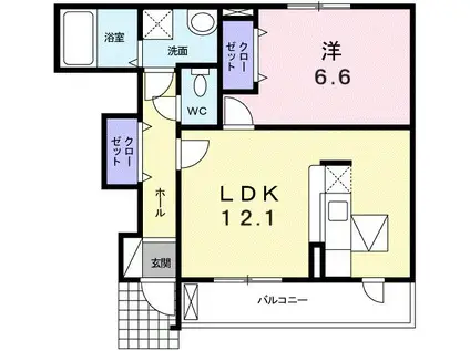 ベル アンジュ(1LDK/1階)の間取り写真
