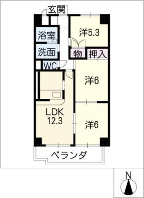 ベルフラワー笠松(3LDK/7階)の間取り写真
