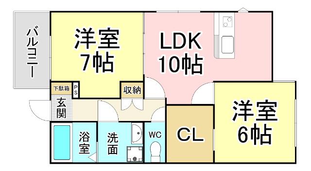プレミアージュ緑ヶ丘II(2LDK/2階)の間取り写真
